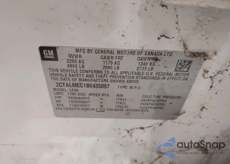 2011 GMC Terrain Sle-1 from USA, damaged, VIN 2CTALMEC1B6435887